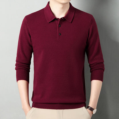 Winter Wool Lapel Long Sleeve Men Purplish Red - D&A