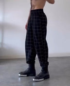 Men's Fashion Plaid Pants With Apron - Stripe Design - D&A