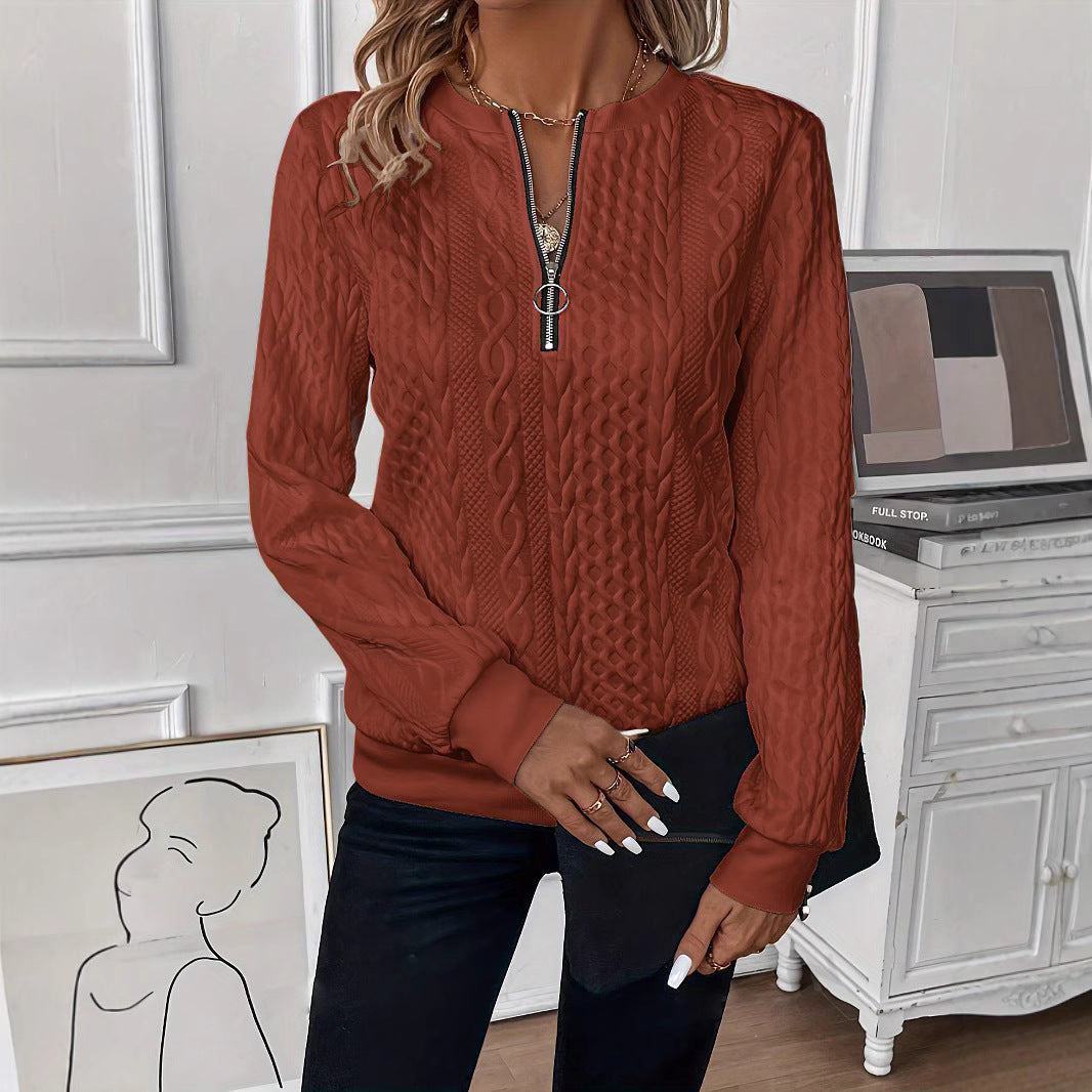 Short Women's Clothing With Zipper Sweater Long Sleeve - D&A