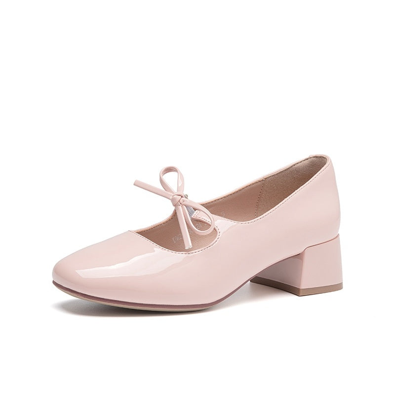 Comfortable Soft Soled Bow Mary Jane Shoes Pink - D&A