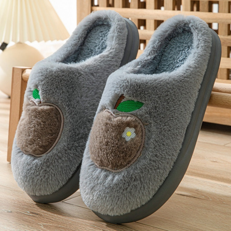 Cotton Slippers Women's Indoor Home Plush Warm Slippers Gray - D&A