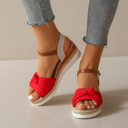 Bowknot Fashion Sandals Fish Mouth Buckle Rope Bottom - D&A