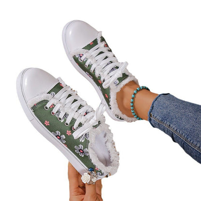 Spring And Autumn New Casual All-match Flat Lace-up Plus Size Low-top Canvas Shoes For Women - D&A