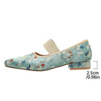 Chunky Heel Embroidery Women's Pumps - D&A