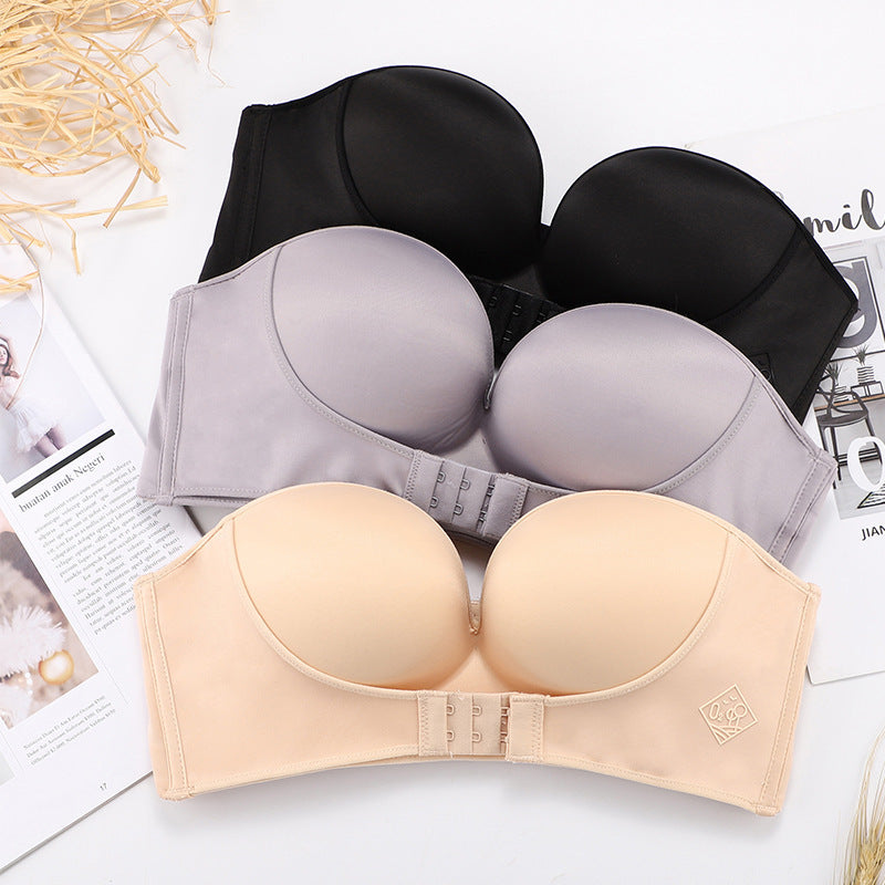 Anti-Glare One-Piece Bra Gathered Up Strapless Bra - D&A