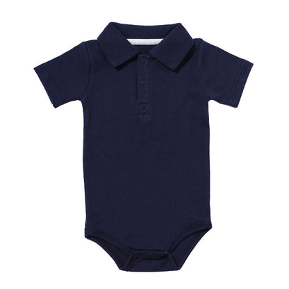 Lapel baby onesies Navy Blue - D&A