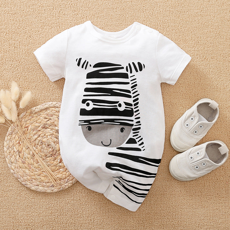Baby Clothes Short Sleeve Baby Casual Onesies Black and white - D&A