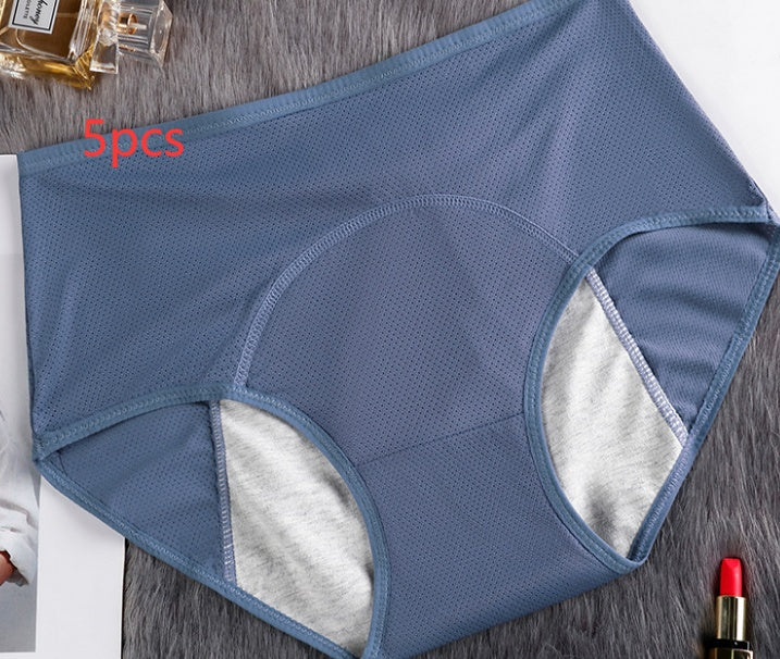 5PCS Menstrual Underwear Women Leak Proof Panties Blue gray Q5pcs - D&A
