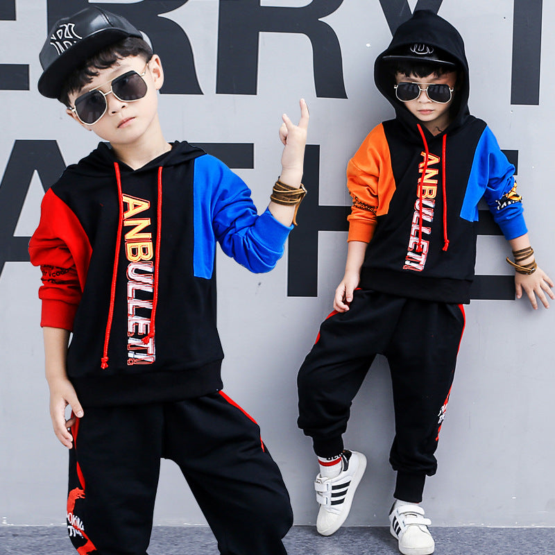 Boys spring suit new Korean children's clothing in the big boy boy long-sleeved sports two-piece suit tide clothes gules - D&A