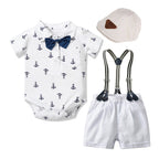Baby Boy Gentleman Clothes Printed Triangle Romper - D&A