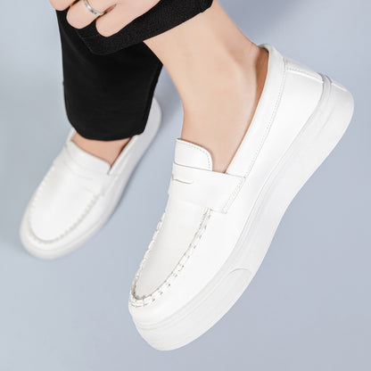 Men's Shoes British Style Summer Breathable Gommino White - D&A