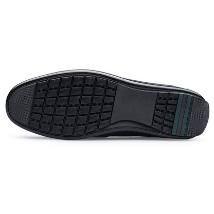 Round Toe Embossed Casual Leather Shoes Flat Heel - D&A