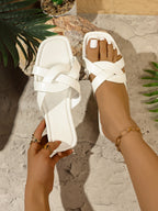 One-word Trawl Red Beach Roman Sandals White - D&A