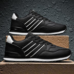 Leather Men's Casual And Lightweight Running Sports Shoes Black - D&A