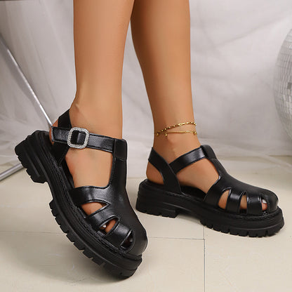 Sandals Summer New Style Back Empty Buckle Front Toe Cap Hollowed Women's Shoes - D&A