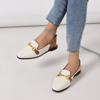 Closed Toe Half Slippers Women's Chunky Heel Low Heel Sandals - D&A