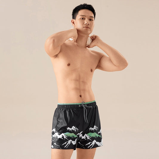 Men's Water-absorbing Quick-drying Simple Printed Swimming Trunks - D&A