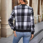 European And American Autumn And Winter Plaid Baseball Jacket Jacket - D&A