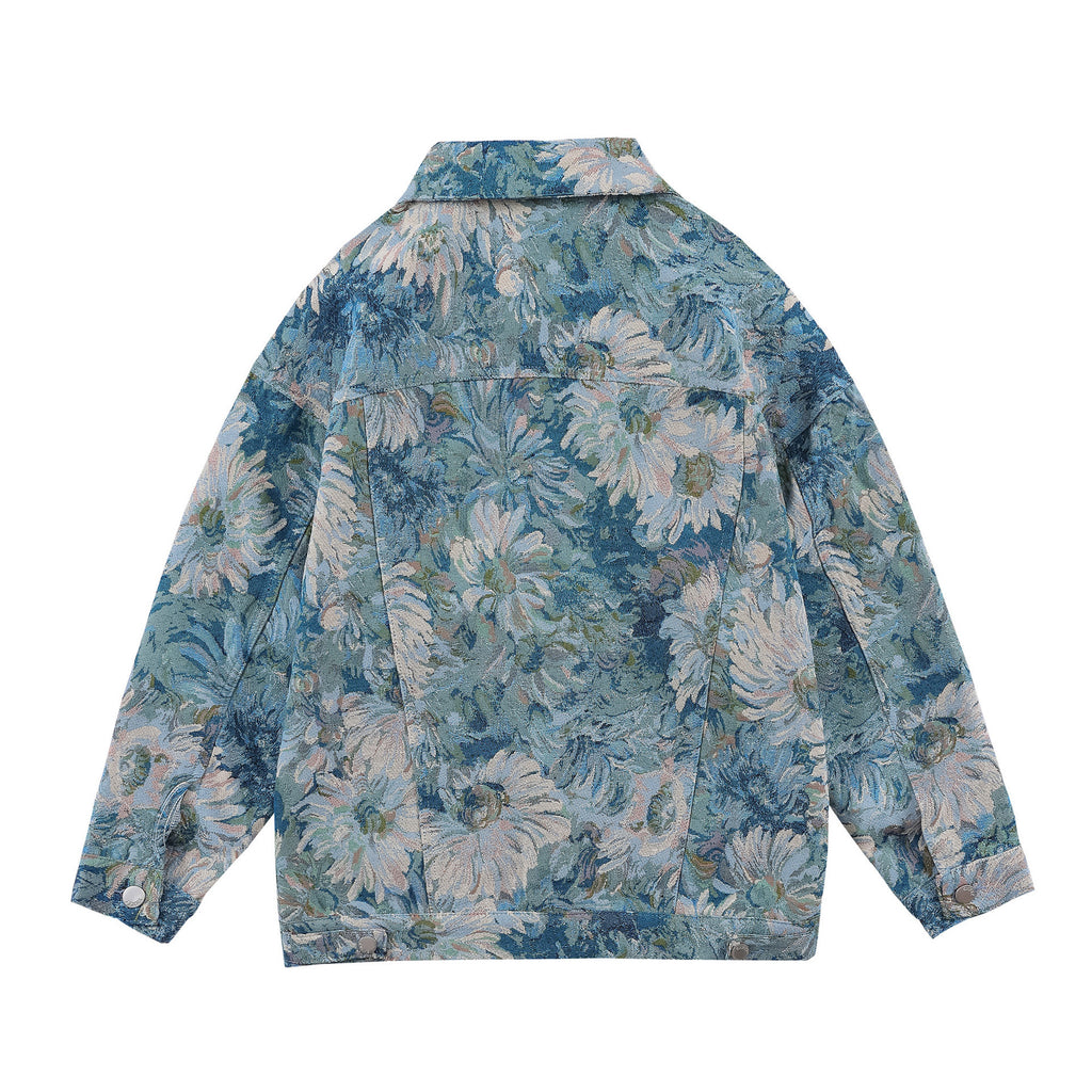 Creative Floral Denim Men Autumn Loose Men's And Women's Jackets - D&A