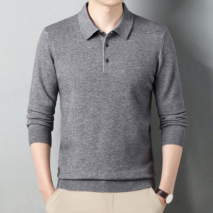 Winter Wool Lapel Long Sleeve Men Medium Gray - D&A