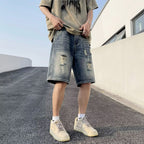 American-style Retro Tattered Jeans Men's Shorts Denim - D&A