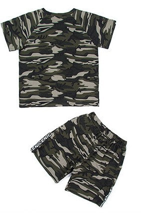 Boys summer short sleeve camouflage clothing Camouflage - D&A