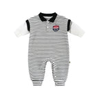 Baby Onesies Striped Male Baby Newborn Clothes Baby Autumn Clothes Black - D&A