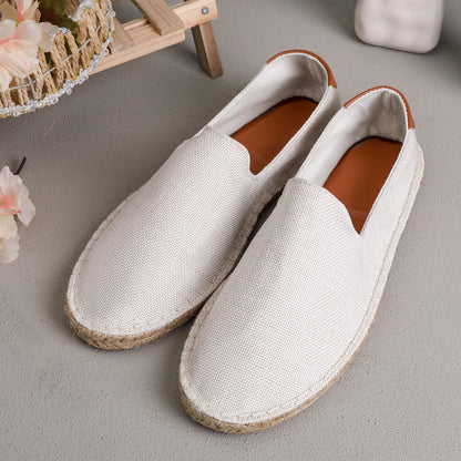 Sweat-absorbent Breathable Lazy Cloth Shoes Loafers Men T206 White - D&A