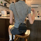 Women's Korean-style Retro Plaid Waist Shirt Summer New - D&A