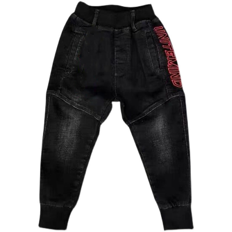 Kids Black Jeans Single Pants Spring And Autumn Boys Pants - D&A