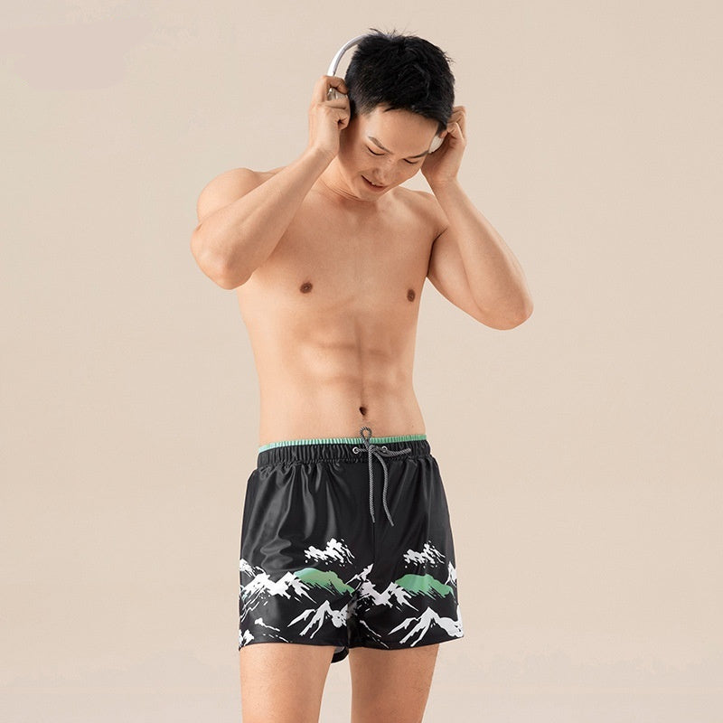 Men's Water-absorbing Quick-drying Simple Printed Swimming Trunks - D&A