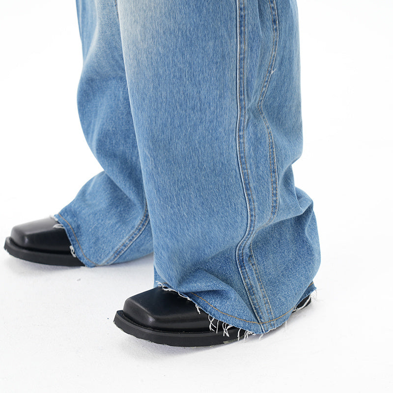 Cut Washed Vintage Washed Wide Leg Machete Jeans - D&A