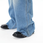 Cut Washed Vintage Washed Wide Leg Machete Jeans - D&A