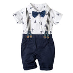 Baby Boy Gentleman Clothes Printed Triangle Romper - D&A