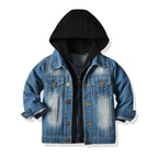Children's Fake Two-piece Denim Jacket, Children's Hooded Fashion Casual Top - D&A