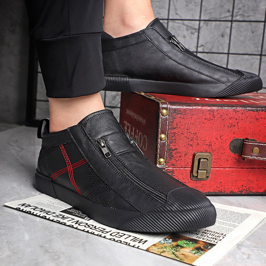Leather Shoes Breathable Casual Fashion Low-top Sneakers - D&A