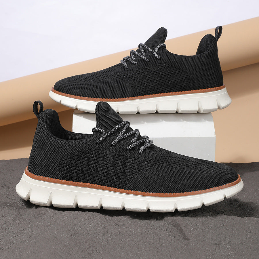 Men's Fashionable Flying Woven Surface Breathable Sneaker Black 8806 - D&A
