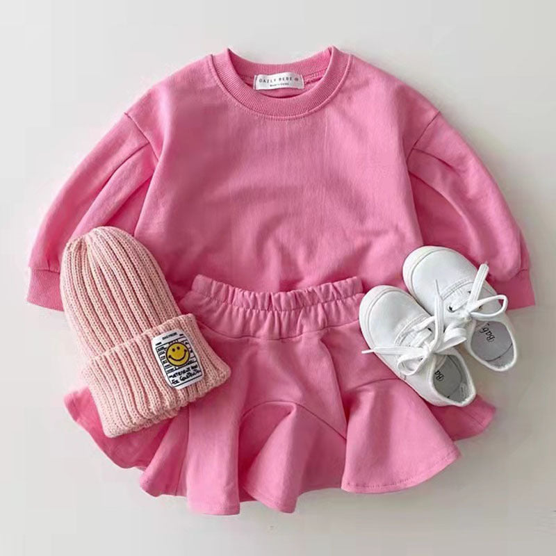 Fashionable Clothing Suit Baby Leisure Children's Clothing Candy Color Rose Red - D&A