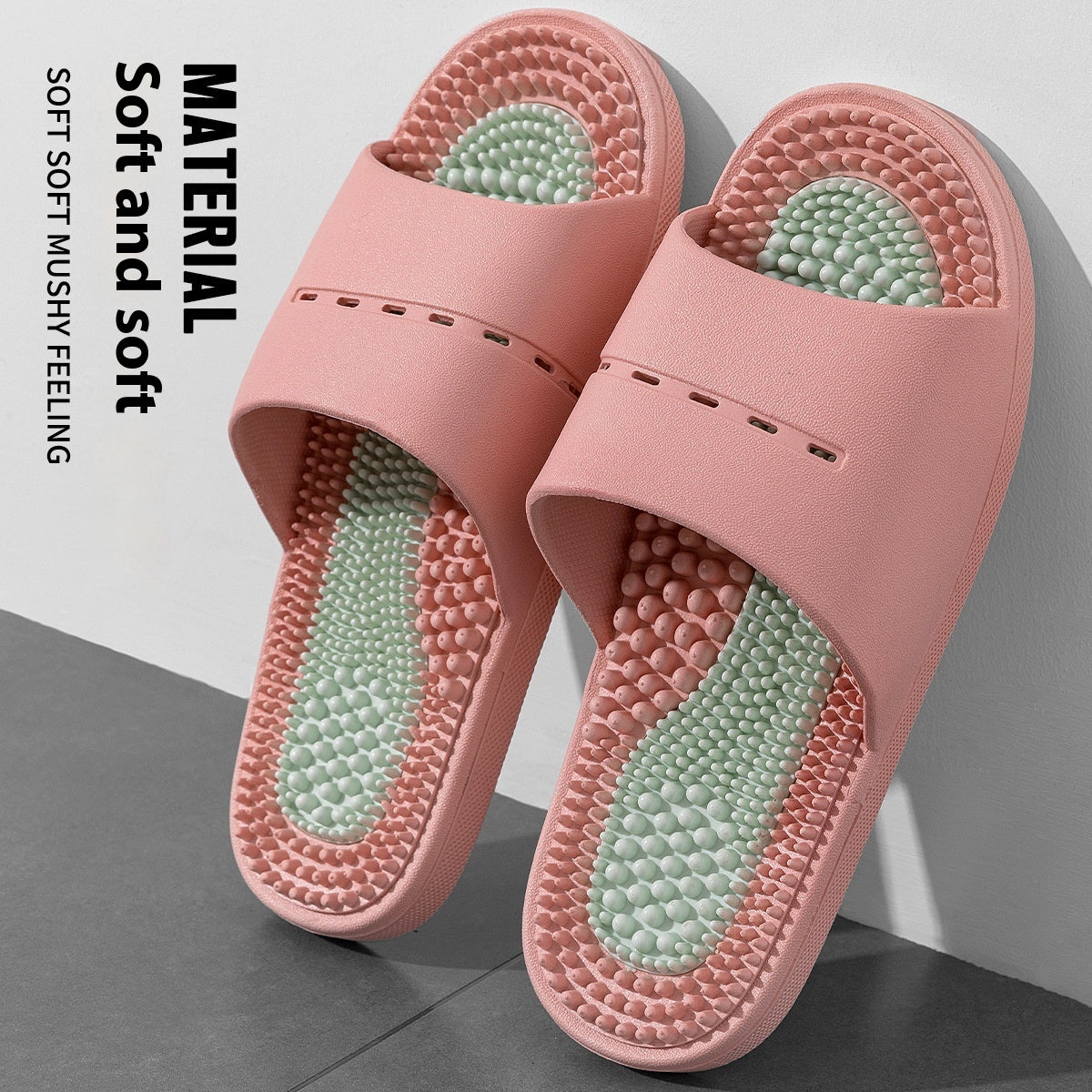 Ball Massage Sandals Bathroom Bath Non-slip Wear-resistant Anti-slip Bath Mat Pedicure Pink543 - D&A