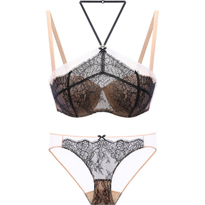 Sexy lace bra tube top bra set Black - D&A