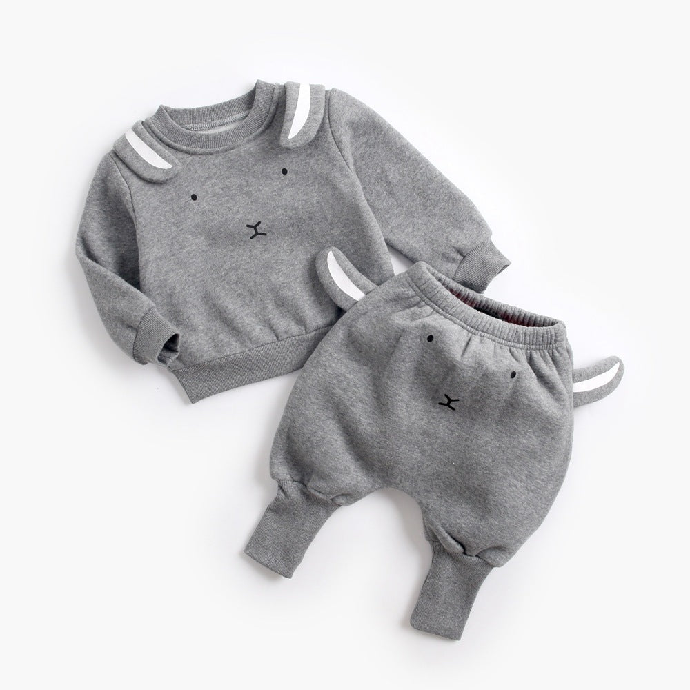 Baby Plus Velvet Sweater Suit Grey - D&A