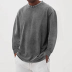 Washed Old Solid Color Men's Long-sleeved T-shirt - D&A