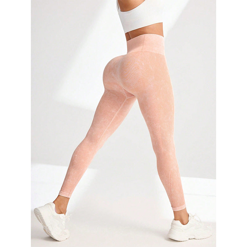Chemical Fiber High Waist Long Yoga Pants Female Coral - D&A