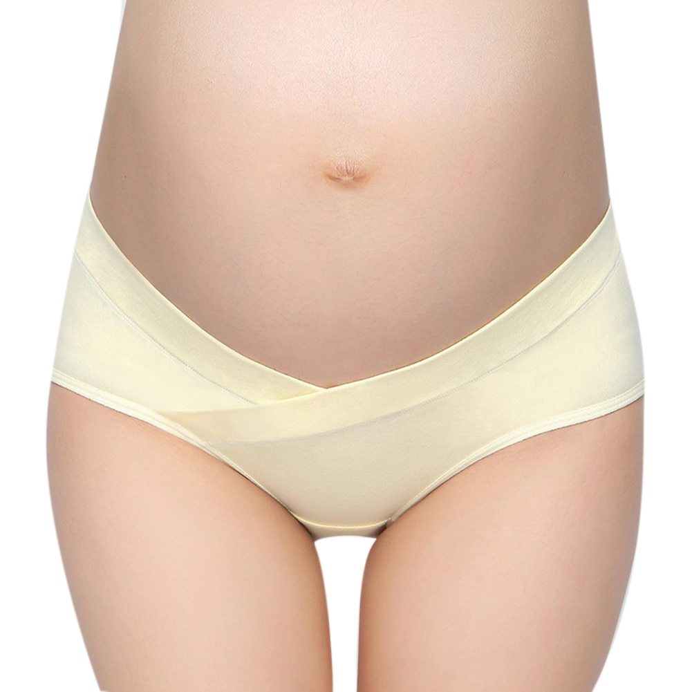 Soft Cotton Belly Support Panties for Pregnant Women Maternity Underwear Breathable V-Shaped Low Waist Panty - D&A