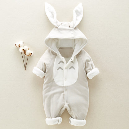 The new cotton padded cotton baby romper thickened chinchilla hooded cotton baby Onesies newborn go climbing clothes - D&A