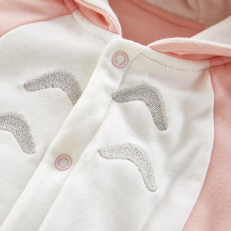 The new cotton padded cotton baby romper thickened chinchilla hooded cotton baby Onesies newborn go climbing clothes - D&A