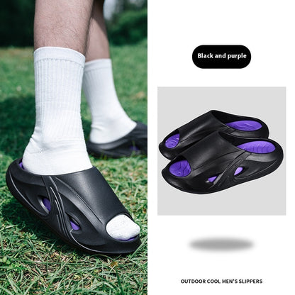 Men's Slippers Home Outdoor Non-slip Deodorant Soft Bottom Black And Purple - D&A