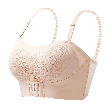 Front Closure Bra Strapless Wireless Push Up Anti-slip Bra Skin Color - D&A