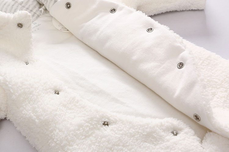 Baby clothes lamb winter cotton padded clothes baby newborn baby skin thickening climb Siamese clothes cotton - D&A