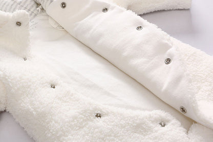 Baby clothes lamb winter cotton padded clothes baby newborn baby skin thickening climb Siamese clothes cotton - D&A